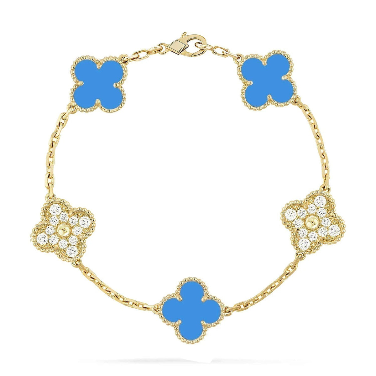 [Auream] CLOVER 5 MOTIF BLUE AGATE BRACELET COLLECTION