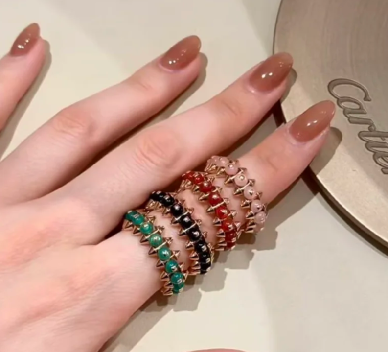 [Auream]CLASH ELEGANT ROSE GOLD RING FEATURING NATURAL AGATE