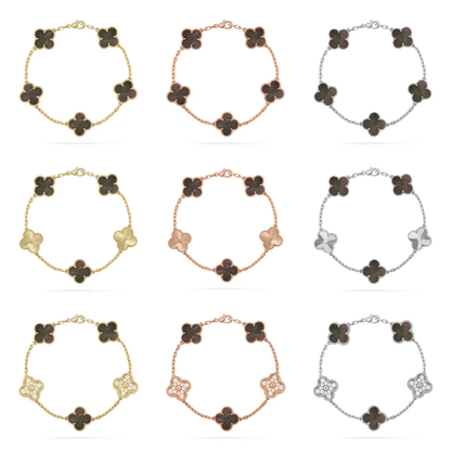 [Auream] CLOVER 5 MOTIF GRAY MOP BRACELET COLLECTION