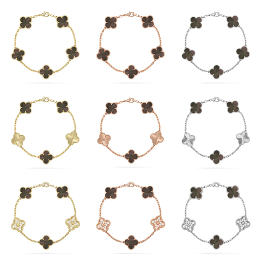 [Auream] CLOVER 5 MOTIF GRAY MOP BRACELET COLLECTION