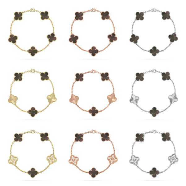 [Auream] CLOVER 5 MOTIF GRAY MOP BRACELET COLLECTION