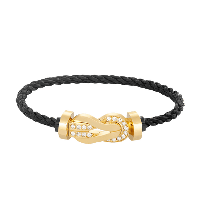 [Auream]CHANCE LARGE 8 FIGURE BUCKLE HALF DIAMOND BRACELET GOLD