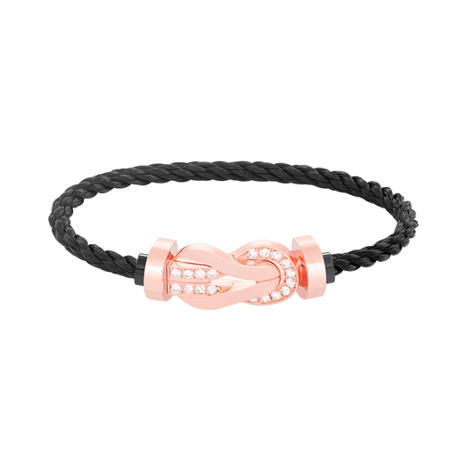 [Auream]CHANCE LARGE 8 FIGURE BUCKLE HALF DIAMOND BRACELET ROSE GOLD
