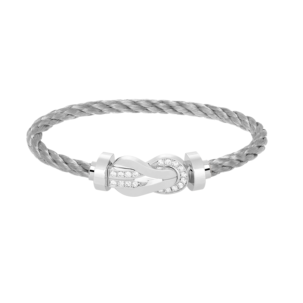 [Auream]CHANCE LARGE 8 FIGURE BUCKLE HALF DIAMOND BRACELET SILVER