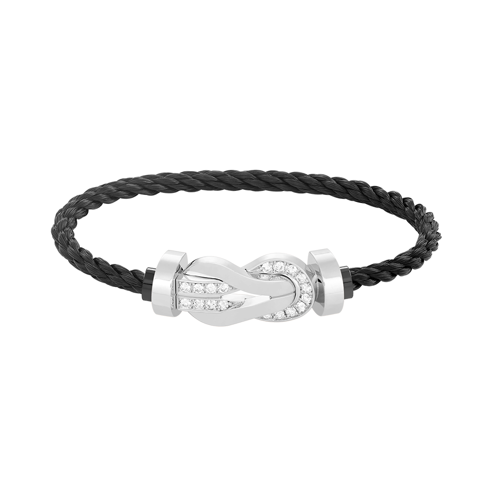 [Auream]CHANCE LARGE 8 FIGURE BUCKLE HALF DIAMOND BRACELET SILVER