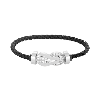 [Auream]CHANCE LARGE 8 FIGURE BUCKLE HALF DIAMOND BRACELET SILVER