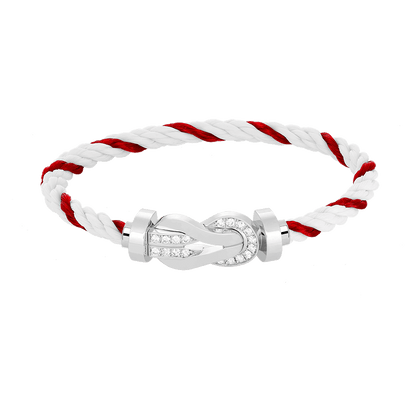 [Auream]CHANCE LARGE 8 FIGURE BUCKLE HALF DIAMOND BRACELET SILVER