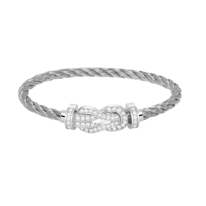 [Auream]CHANCE LARGE 8 FIGURE BUCKLE FULL DIAMOND BRACELET SILVER
