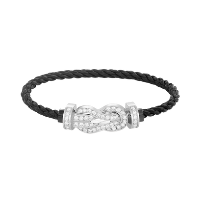 [Auream]CHANCE LARGE 8 FIGURE BUCKLE FULL DIAMOND BRACELET SILVER