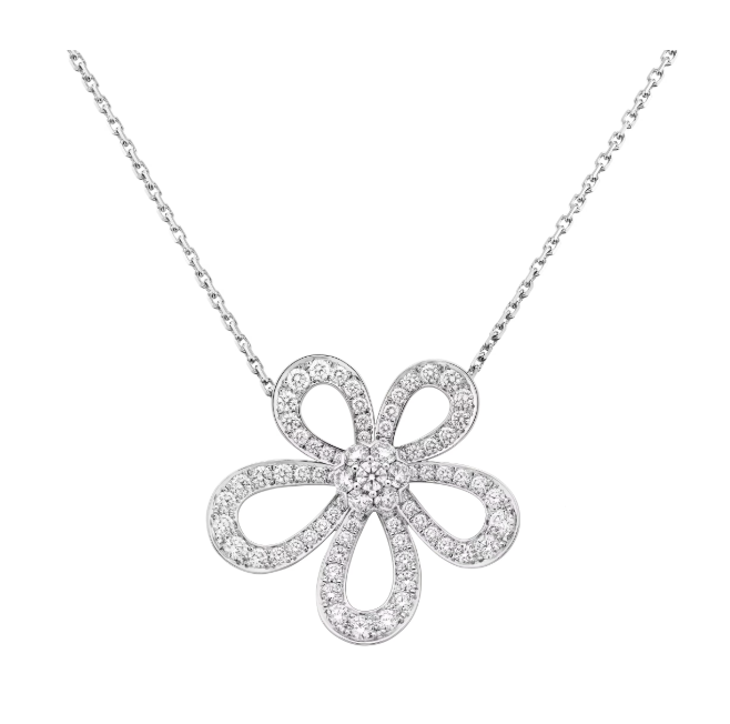 [Auream]FLOWERLACE NECKLACE FULL DIAMONDS