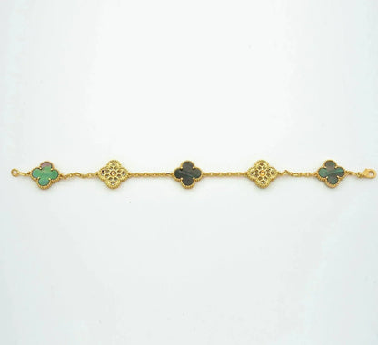 [Auream] CLOVER 5 MOTIF GRAY MOP BRACELET COLLECTION