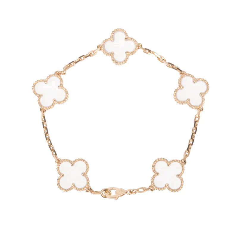 [Auream]CLOVER 5 MOTIF ROCK CRYSTAL BRACELET