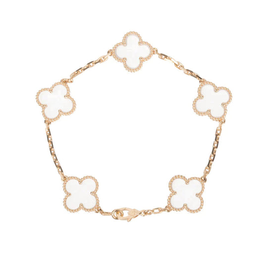 [Auream]CLOVER 5 MOTIF ROCK CRYSTAL BRACELET