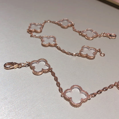 [Auream]CLOVER 5 MOTIF ROCK CRYSTAL BRACELET