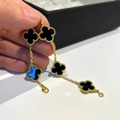 [Auream] CLOVER 5 MOTIF ONYXS BRACELET COLLECTION