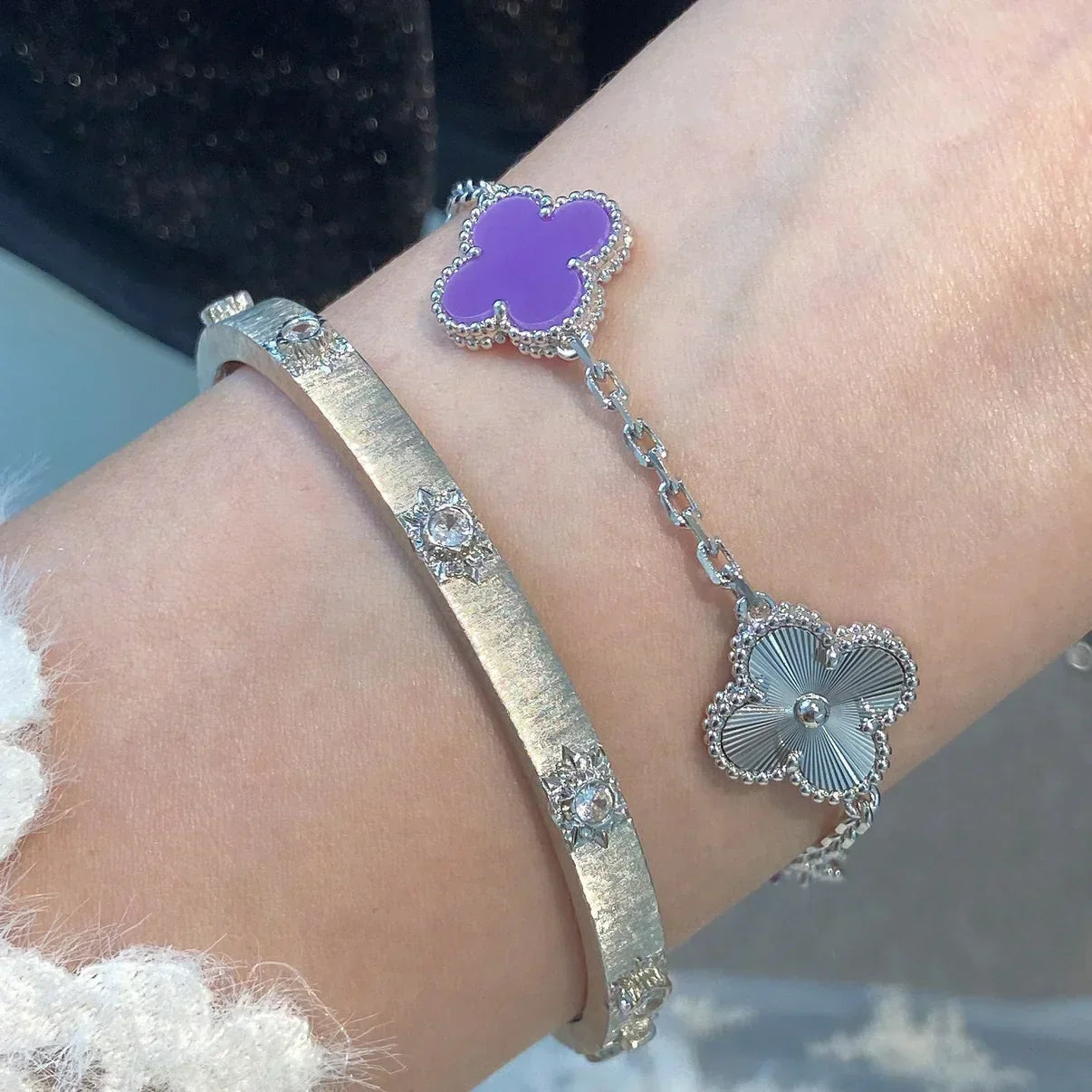 [Auream] CLOVER 5 MOTIF VIOLET BRACELET COLLECTION