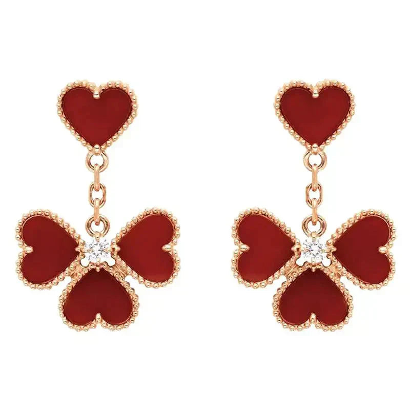 [Auream]SWEET CLOVER CARNELIAN EARRINGS