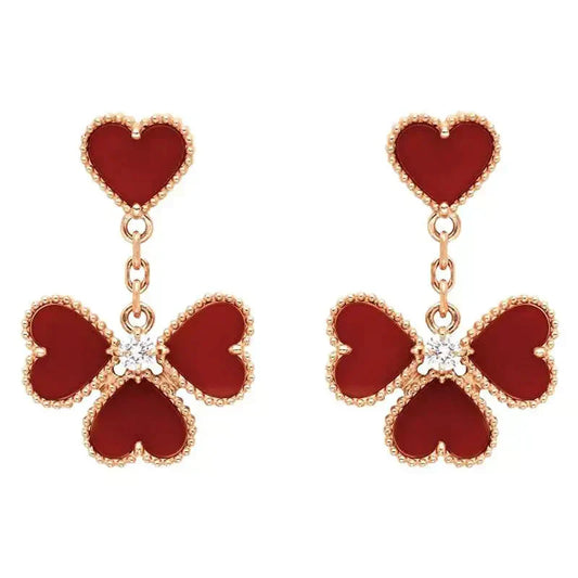 [Auream]SWEET CLOVER CARNELIAN EARRINGS