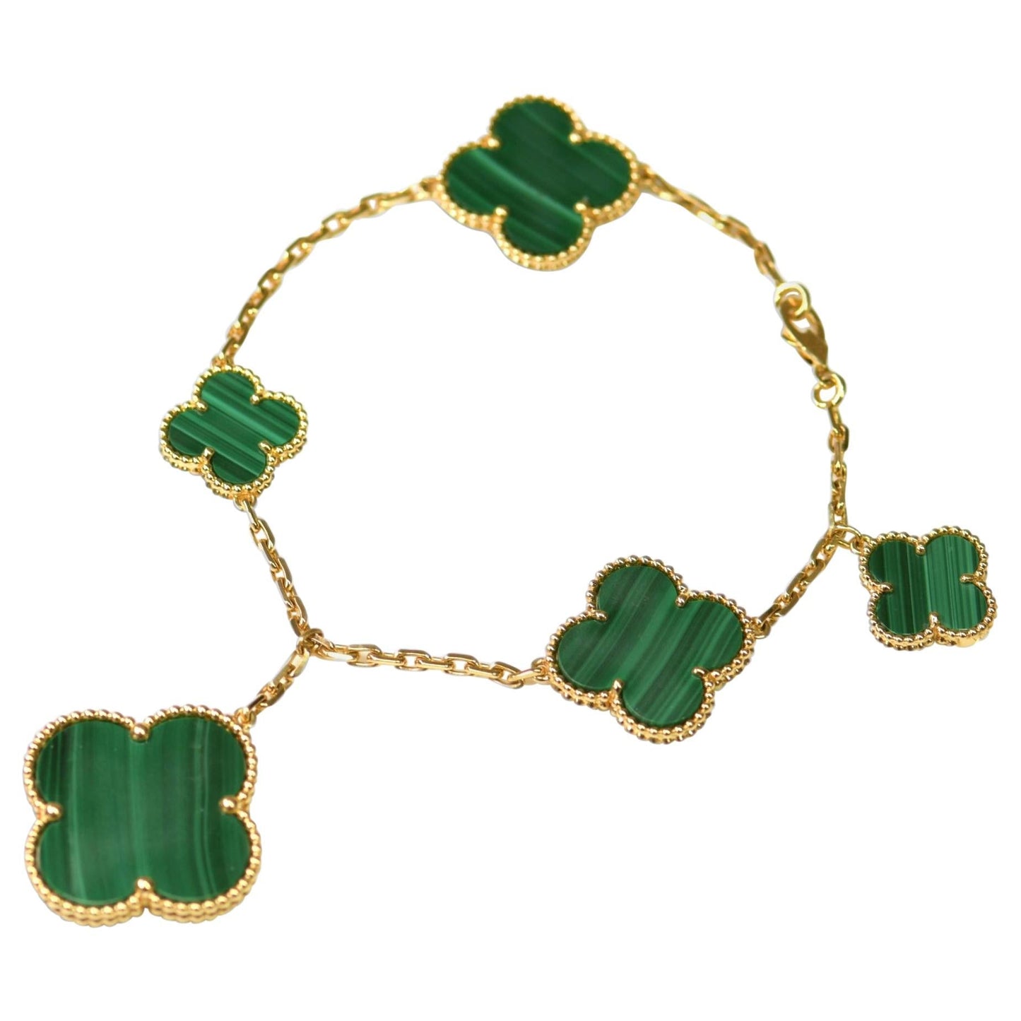 [Auream]MAGIC CLOVER MALACHITE GOLD BRACELET 5 MOTIFS