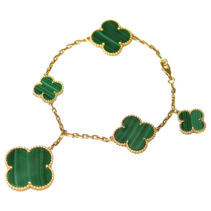 [Auream]MAGIC CLOVER MALACHITE GOLD BRACELET 5 MOTIFS