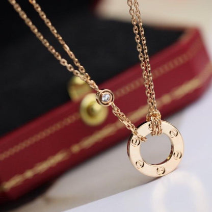 [Auream]LOVE NECKLACE ADJUSTABLE ROSE GOLD 2 DIAMOND