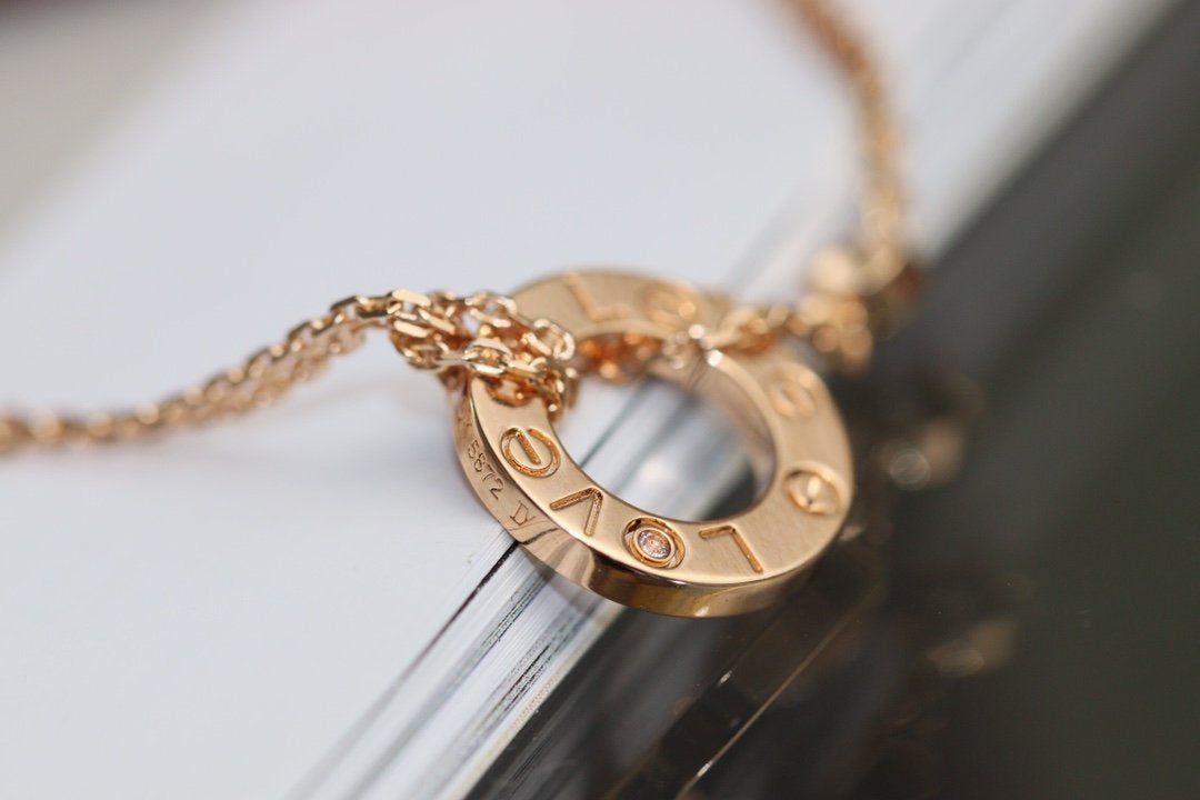 [Auream]LOVE NECKLACE ADJUSTABLE ROSE GOLD 2 DIAMOND