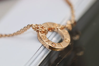 [Auream]LOVE NECKLACE ADJUSTABLE ROSE GOLD 2 DIAMOND