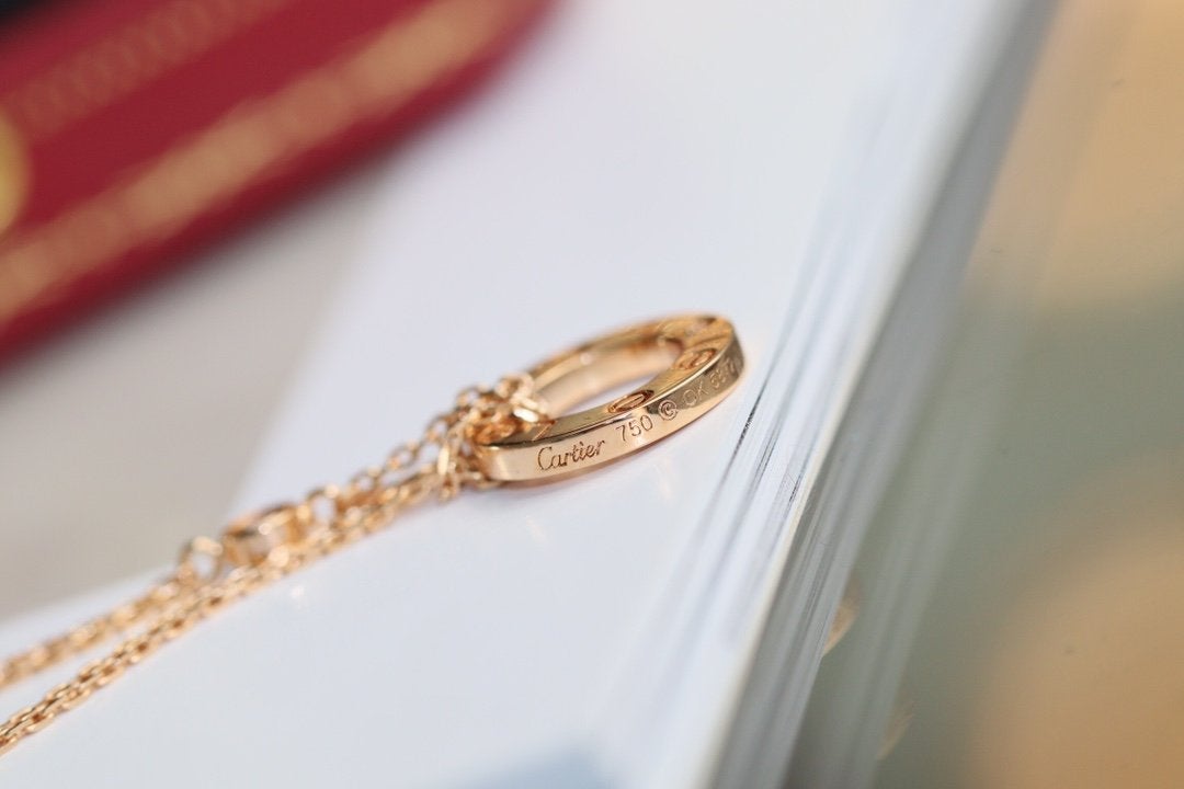 [Auream]LOVE NECKLACE ADJUSTABLE ROSE GOLD 2 DIAMOND