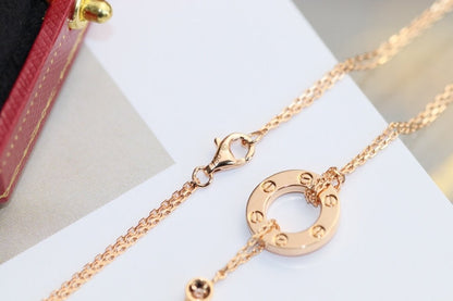 [Auream]LOVE NECKLACE ADJUSTABLE ROSE GOLD 2 DIAMOND