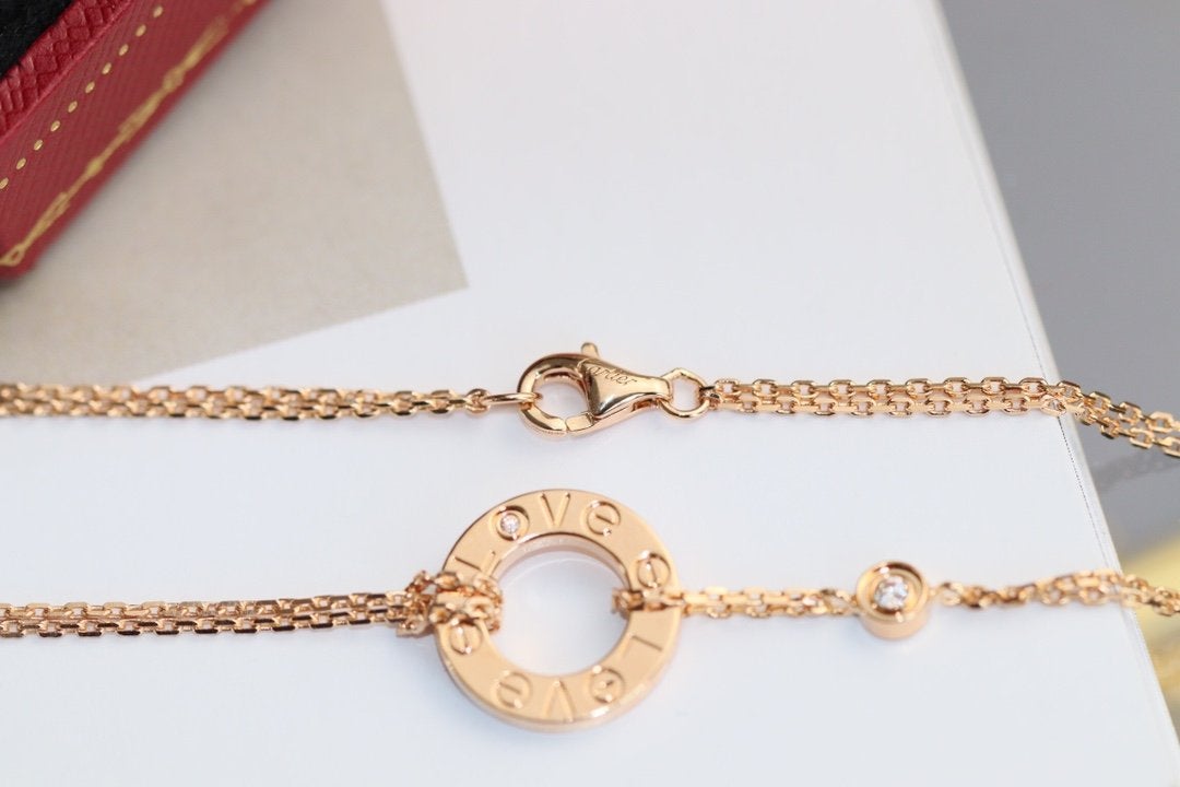 [Auream]LOVE NECKLACE ADJUSTABLE ROSE GOLD 2 DIAMOND