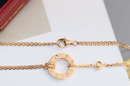[Auream]LOVE NECKLACE ADJUSTABLE ROSE GOLD 2 DIAMOND