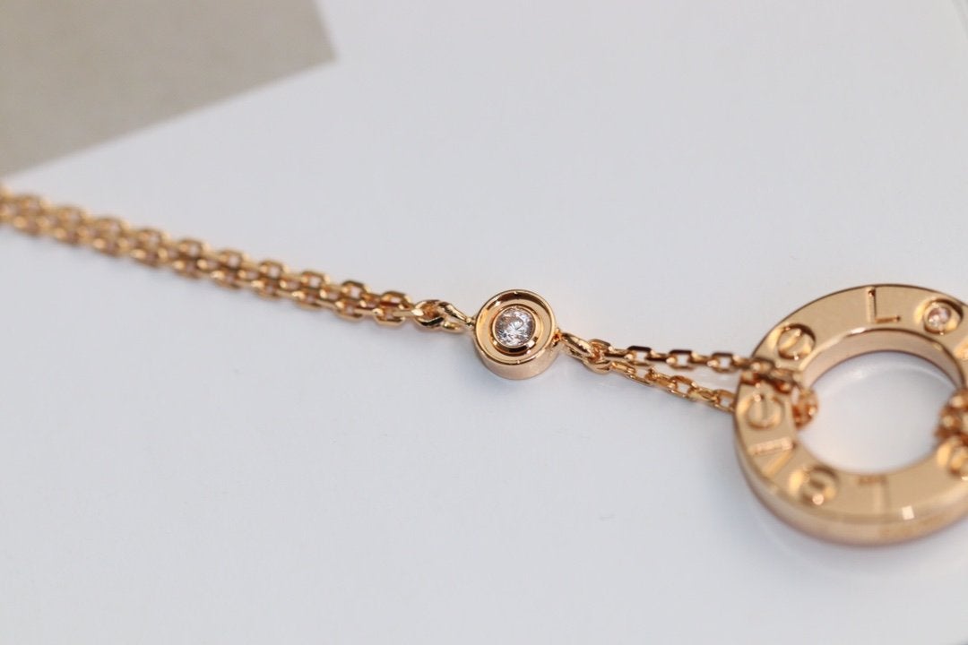[Auream]LOVE NECKLACE ADJUSTABLE ROSE GOLD 2 DIAMOND