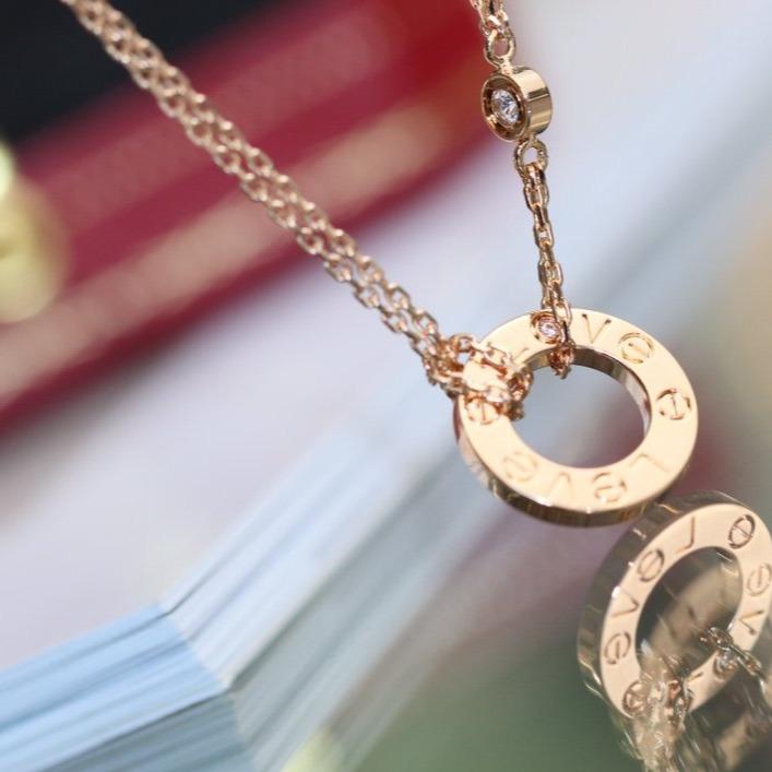 [Auream]LOVE NECKLACE ADJUSTABLE ROSE GOLD 2 DIAMOND