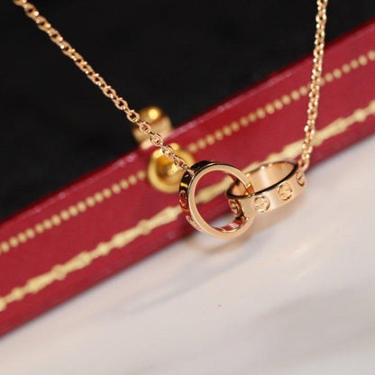 [Auream]LOVE NECKLACE PINK GOLD AND SILVER