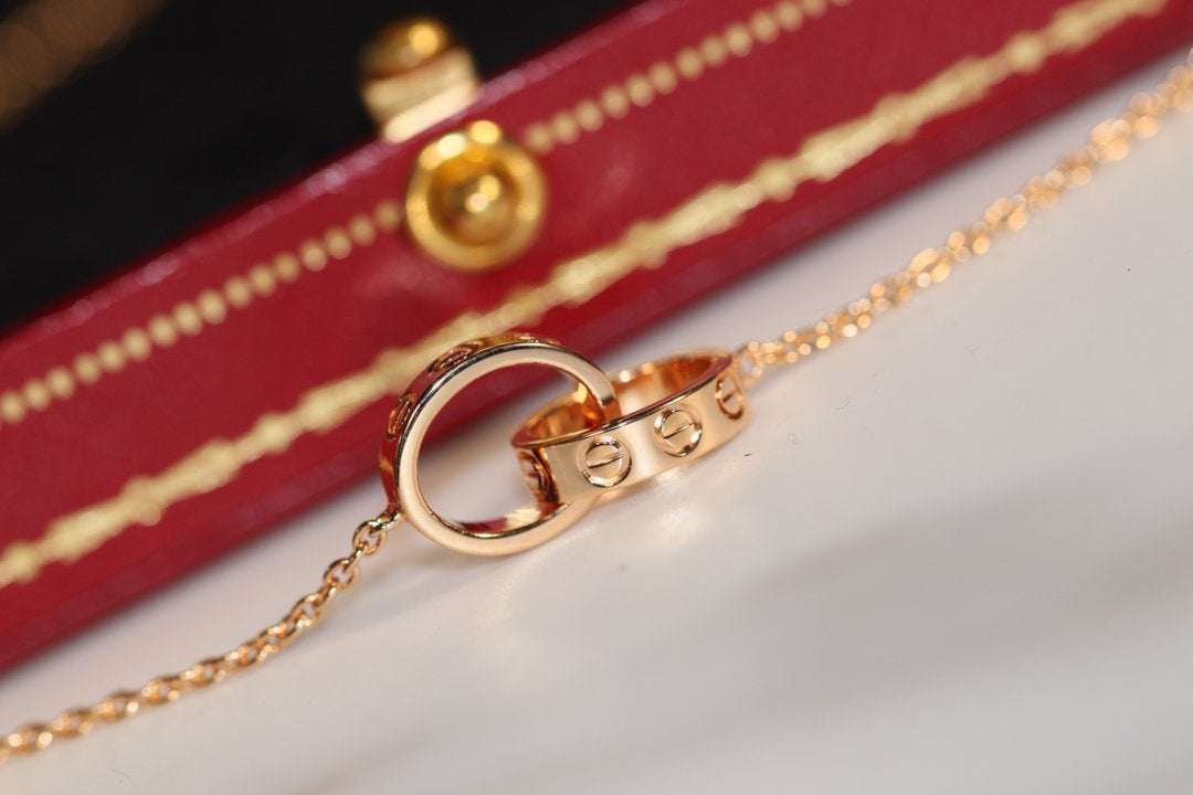 [Auream]LOVE NECKLACE PINK GOLD AND SILVER