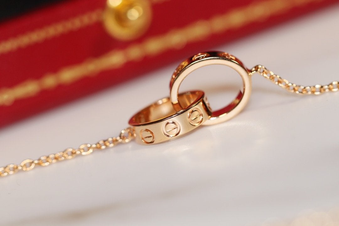 [Auream]LOVE NECKLACE PINK GOLD AND SILVER