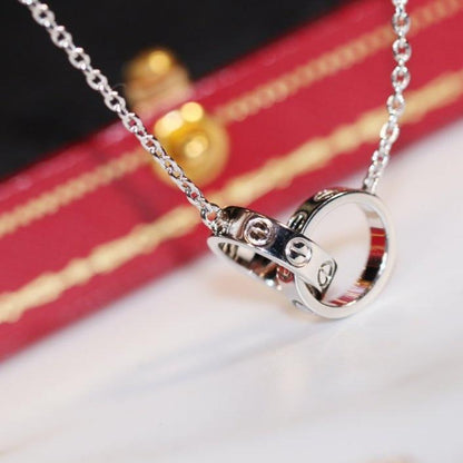 [Auream]LOVE NECKLACE PINK GOLD AND SILVER