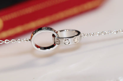 [Auream]LOVE NECKLACE PINK GOLD AND SILVER