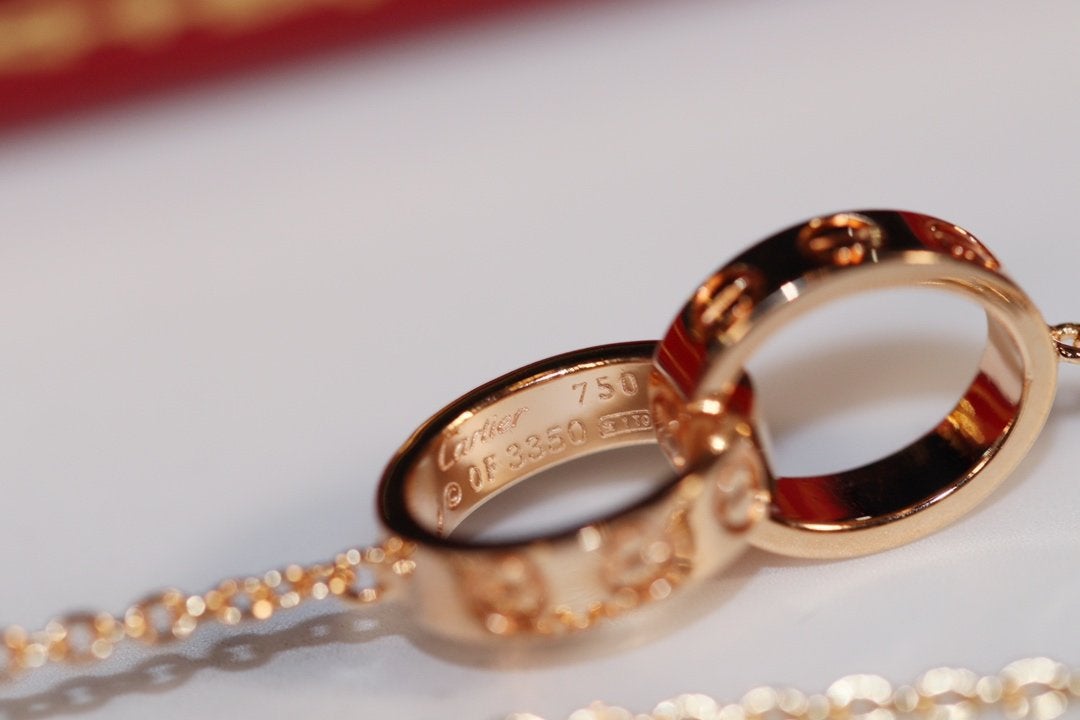 [Auream]LOVE NECKLACE PINK GOLD AND SILVER