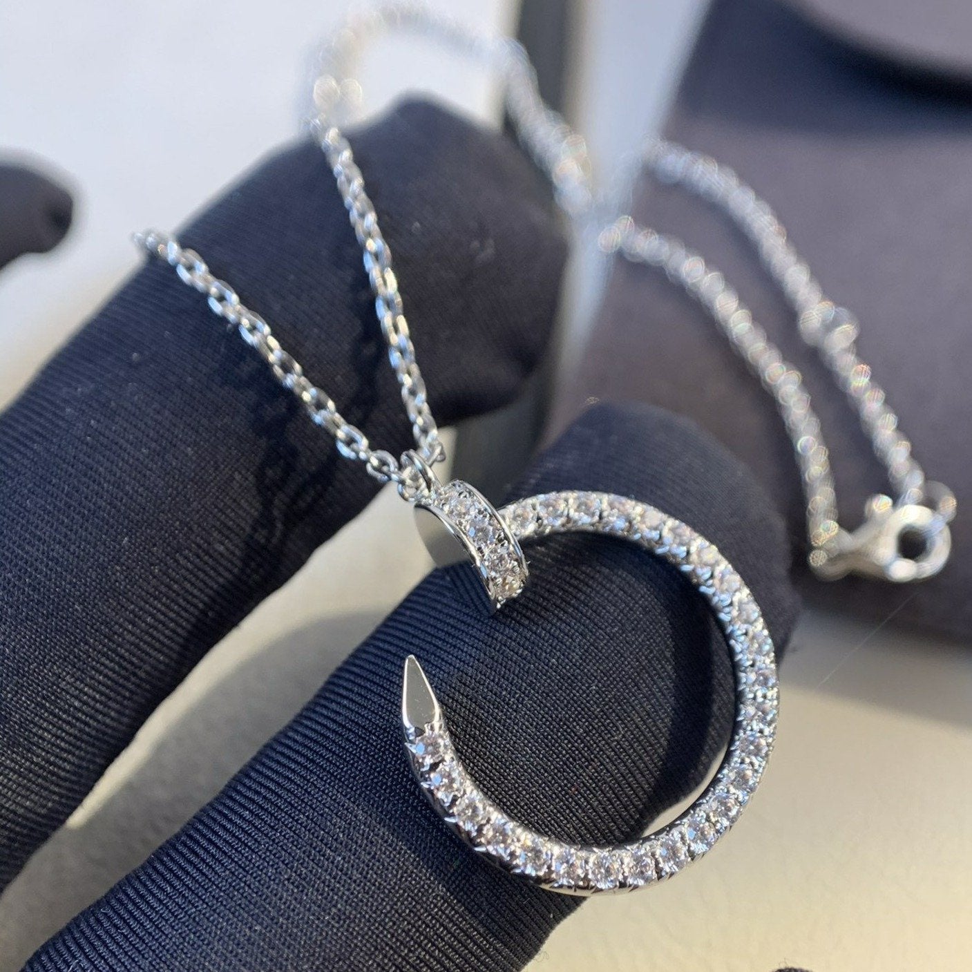 [Auream]JUSTE NECKLACE SILVER DIAMONDS