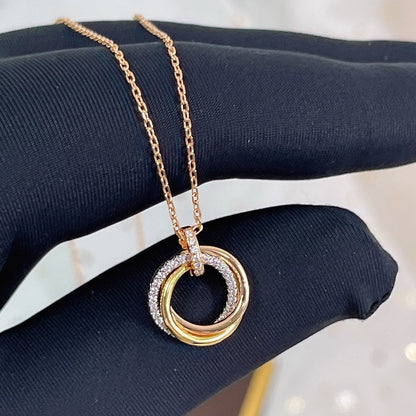 [Auream]TRINITY NECKLACE SILVER GOLD PINK GOLD DIAMONDS