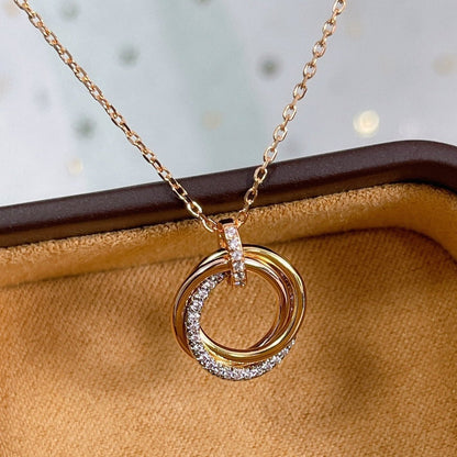 [Auream]TRINITY NECKLACE SILVER GOLD PINK GOLD DIAMONDS