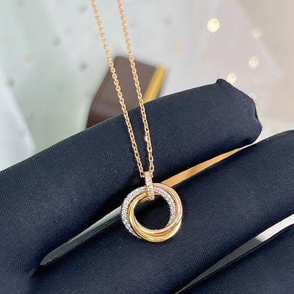 [Auream]TRINITY NECKLACE SILVER GOLD PINK GOLD DIAMONDS
