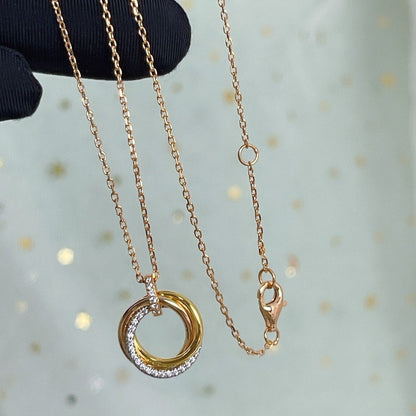 [Auream]TRINITY NECKLACE SILVER GOLD PINK GOLD DIAMONDS