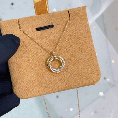 [Auream]TRINITY NECKLACE SILVER GOLD PINK GOLD DIAMONDS