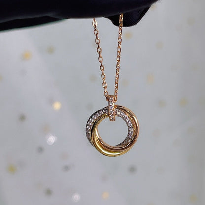 [Auream]TRINITY NECKLACE SILVER GOLD PINK GOLD DIAMONDS