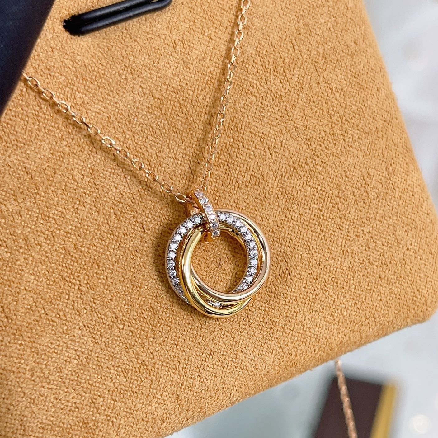 [Auream]TRINITY NECKLACE SILVER GOLD PINK GOLD DIAMONDS