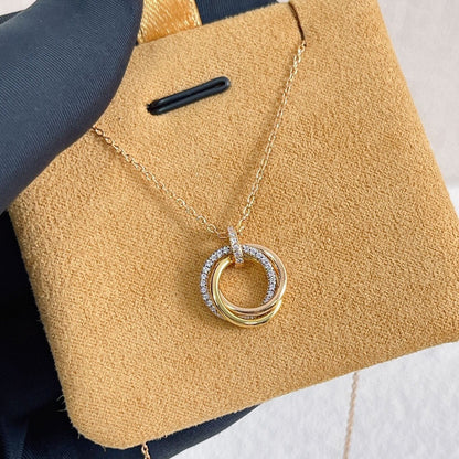 [Auream]TRINITY NECKLACE SILVER GOLD PINK GOLD DIAMONDS