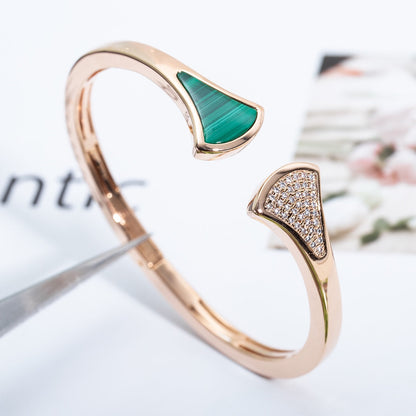 [Auream]DREAM BRACELET OPEN MALACHITE PINK GOLD
