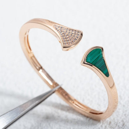 [Auream]DREAM BRACELET OPEN MALACHITE PINK GOLD